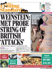 London Evening Standard (UK) Newspaper Front Page for 1 November 2017