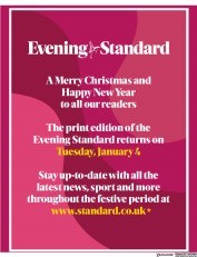 London Evening Standard (UK) Newspaper Front Page for 1 January 2022