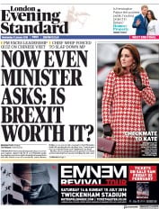 London Evening Standard (UK) Newspaper Front Page for 1 February 2018
