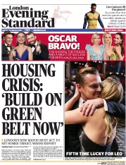 London Evening Standard (UK) Newspaper Front Page for 1 March 2016