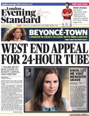 London Evening Standard (UK) Newspaper Front Page for 1 May 2013