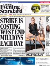 London Evening Standard (UK) Newspaper Front Page for 1 May 2014