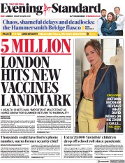 London Evening Standard (UK) Newspaper Front Page for 1 May 2021