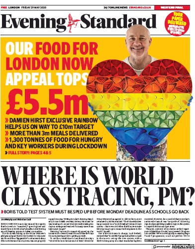London Evening Standard Newspaper Front Page (UK) for 1 June 2020