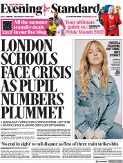 London Evening Standard front page for 1 June 2023