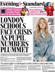 London Evening Standard (UK) Newspaper Front Page for 1 June 2023