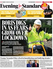 London Evening Standard (UK) Newspaper Front Page for 1 July 2020