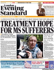 London Evening Standard Newspaper Front Page (UK) for 1 August 2011