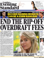 London Evening Standard (UK) Newspaper Front Page for 1 August 2017