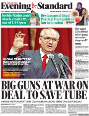 London Evening Standard (UK) Newspaper Front Page for 1 September 2022