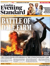 London Evening Standard Newspaper Front Page (UK) for 20 October 2011
