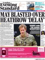 London Evening Standard (UK) Newspaper Front Page for 20 October 2016