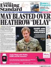 London Evening Standard (UK) Newspaper Front Page for 20 October 2016