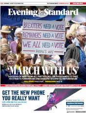 London Evening Standard (UK) Newspaper Front Page for 20 October 2018