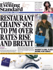 London Evening Standard (UK) Newspaper Front Page for 20 December 2016