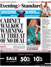 London Evening Standard (UK) Newspaper Front Page for 20 December 2018