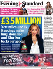London Evening Standard (UK) Newspaper Front Page for 20 December 2022
