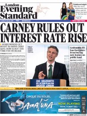 London Evening Standard (UK) Newspaper Front Page for 20 January 2016