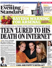 London Evening Standard (UK) Newspaper Front Page for 20 February 2014