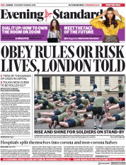 London Evening Standard (UK) Newspaper Front Page for 20 March 2020