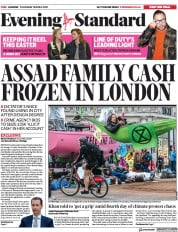 London Evening Standard (UK) Newspaper Front Page for 20 April 2019