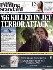 London Evening Standard (UK) Newspaper Front Page for 20 May 2016