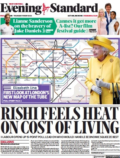 London Evening Standard Newspaper Front Page (UK) for 20 May 2022