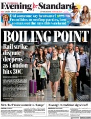 London Evening Standard (UK) Newspaper Front Page for 20 June 2022