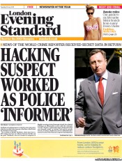 London Evening Standard Newspaper Front Page (UK) for 20 July 2011