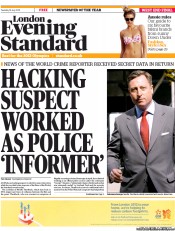 London Evening Standard (UK) Newspaper Front Page for 20 July 2011