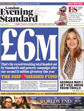 London Evening Standard (UK) Newspaper Front Page for 20 July 2013