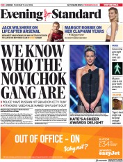 London Evening Standard (UK) Newspaper Front Page for 20 July 2018