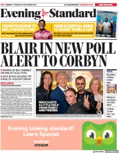 London Evening Standard (UK) Newspaper Front Page for 20 September 2019