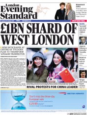 London Evening Standard (UK) Newspaper Front Page for 21 October 2015