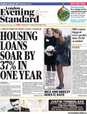 London Evening Standard (UK) Newspaper Front Page for 21 November 2013