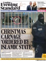 London Evening Standard (UK) Newspaper Front Page for 21 December 2016