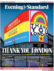 London Evening Standard (UK) Newspaper Front Page for 21 December 2020