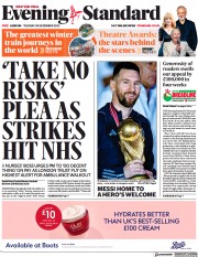 London Evening Standard (UK) Newspaper Front Page for 21 December 2022