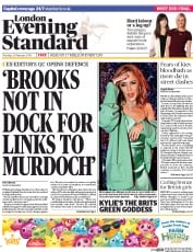 London Evening Standard Newspaper Front Page (UK) for 21 February 2014
