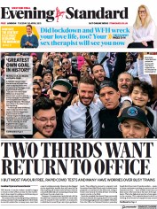 London Evening Standard (UK) Newspaper Front Page for 21 April 2021