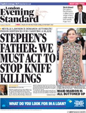 London Evening Standard (UK) Newspaper Front Page for 21 May 2014