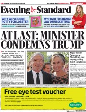 London Evening Standard (UK) Newspaper Front Page for 21 June 2018