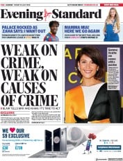London Evening Standard (UK) Newspaper Front Page for 21 July 2018
