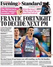 London Evening Standard (UK) Newspaper Front Page for 21 July 2022