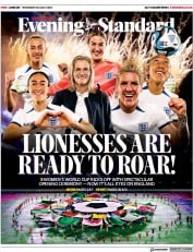 London Evening Standard (UK) Newspaper Front Page for 21 July 2023