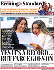 London Evening Standard (UK) Newspaper Front Page for 21 August 2020