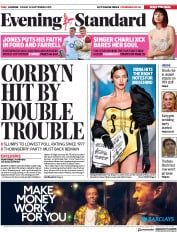 London Evening Standard (UK) Newspaper Front Page for 21 September 2019
