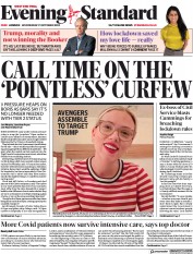 London Evening Standard (UK) Newspaper Front Page for 22 October 2020