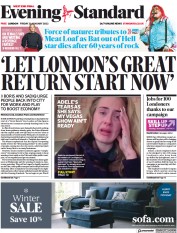 London Evening Standard (UK) Newspaper Front Page for 22 January 2022