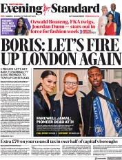 London Evening Standard (UK) Newspaper Front Page for 22 February 2022